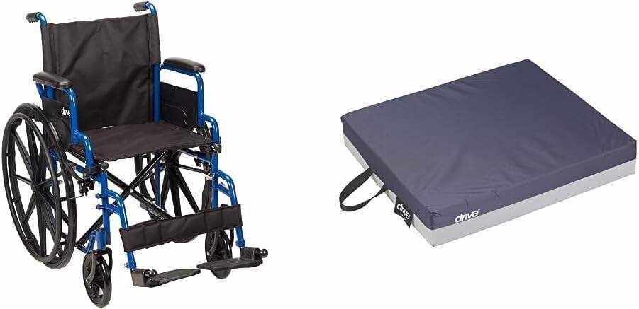 Drive Medical BLS18FBD-ELR Blue Streak Lightweight Wheelchair with Swing-Away Elevating Leg Rests and Flip-Back Arms