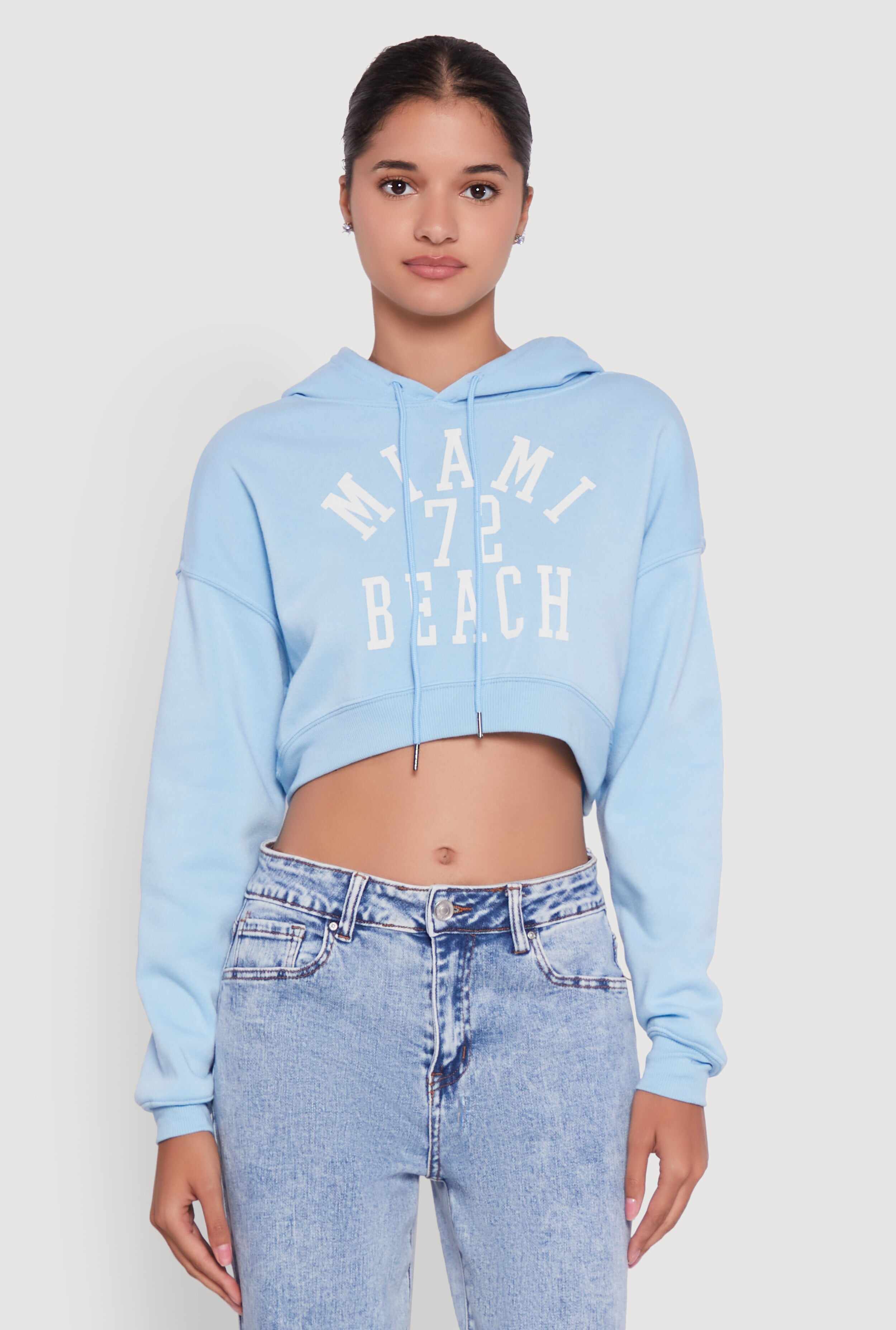 Fleece Graphic Cropped Pullover Hoodie
