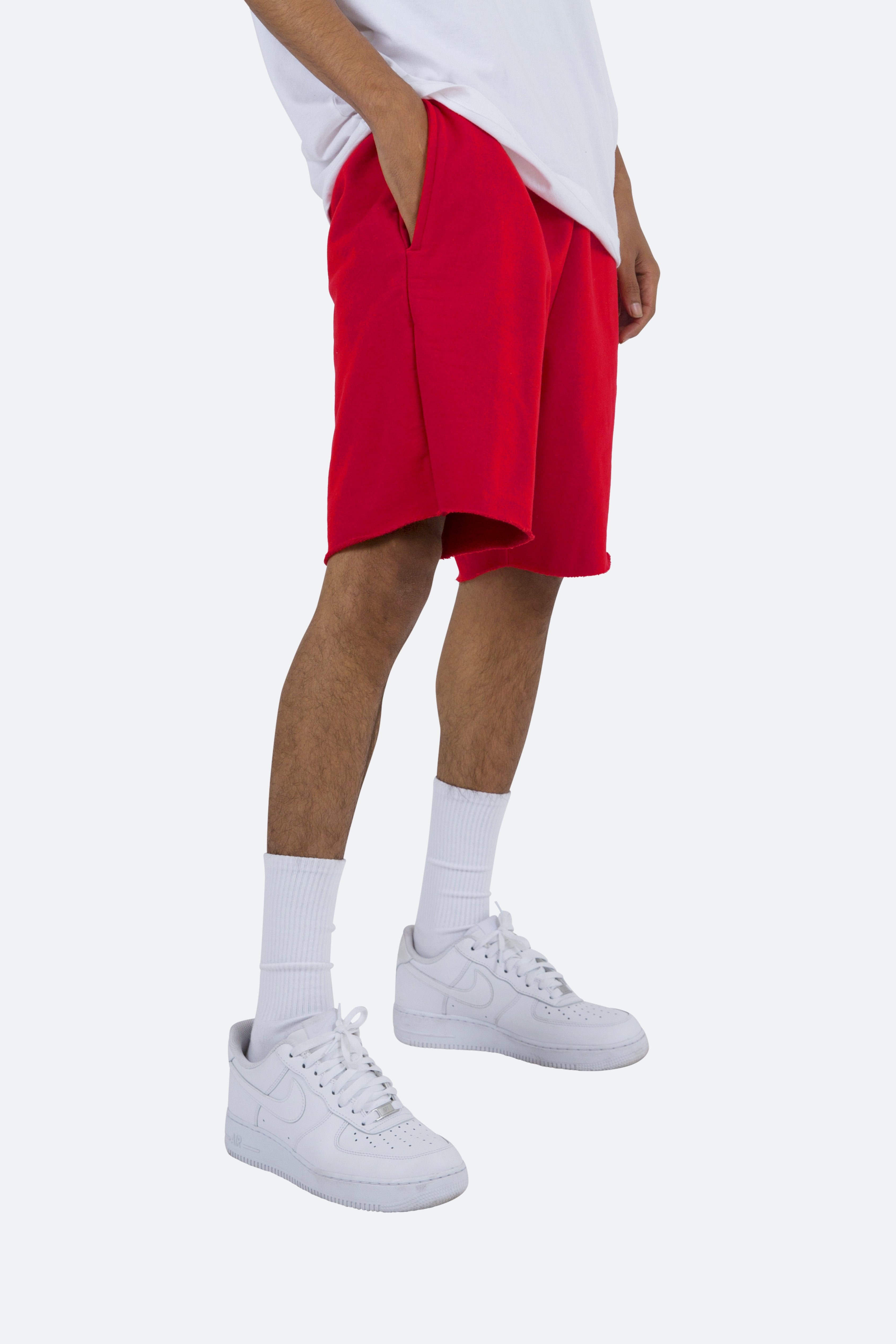 Raw Edge Sweatshorts - Red