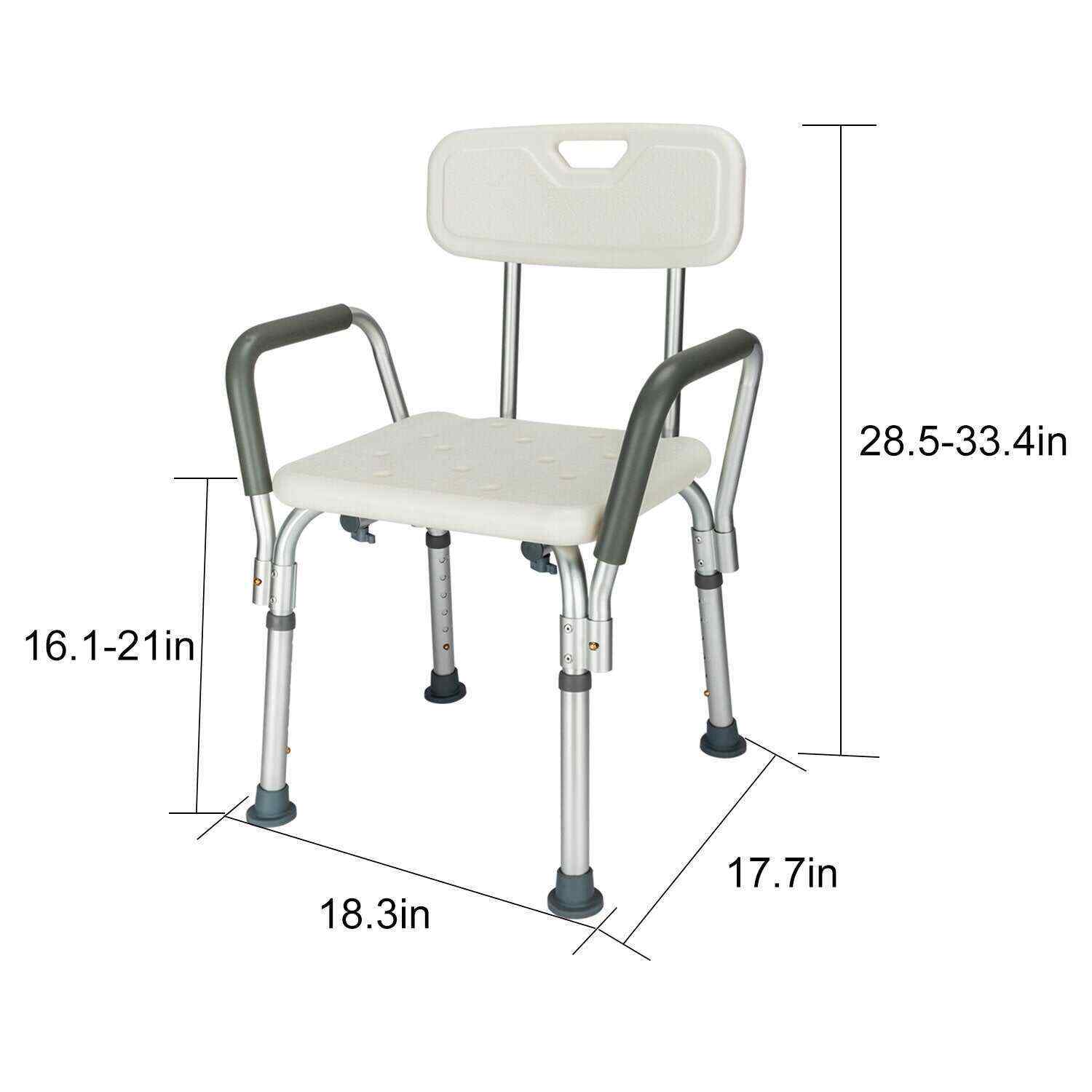 450lbs Shower Chair Bath Chair With Safety Steel Fram No-Slip Adjustable Bathroom Bathtub Chair With Durable Back and Arms