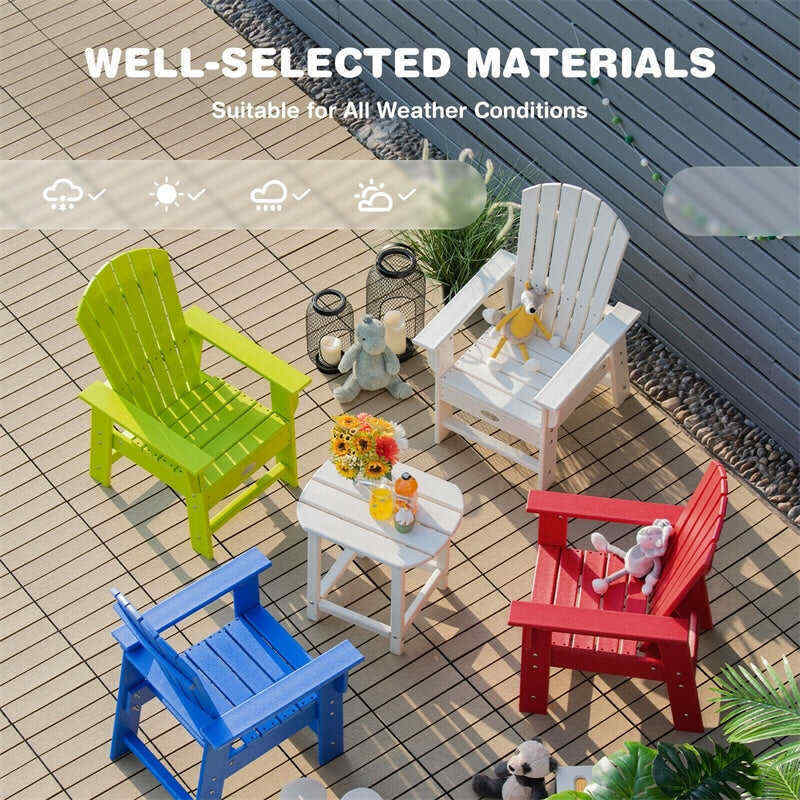 Patio Kids Adirondack Chair Outdoor Chair with Ergonomic Backrest