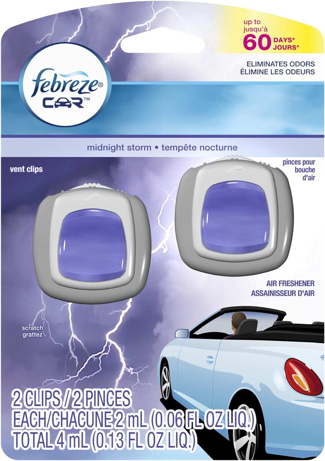 Febreze Car Air Fresheners, New Car Scent, Odor Eliminator for Strong Odors Car Vent Clips (2 Count)