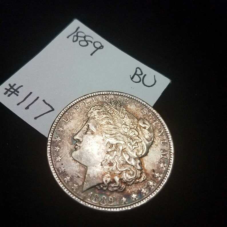 1889 Morgan Silver Dollar Brilliant Uncirculated - BU - Rainbow toned Lot#117.