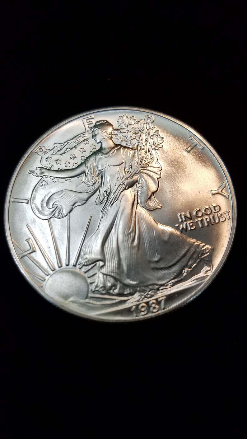 1987 American Silver Eagle BU  -  1 Oz .999  Lot# 473