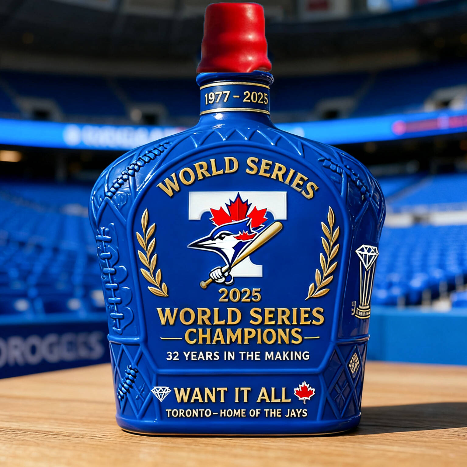 Blue Jays 2025 World Series Champions Whiskey Bottle