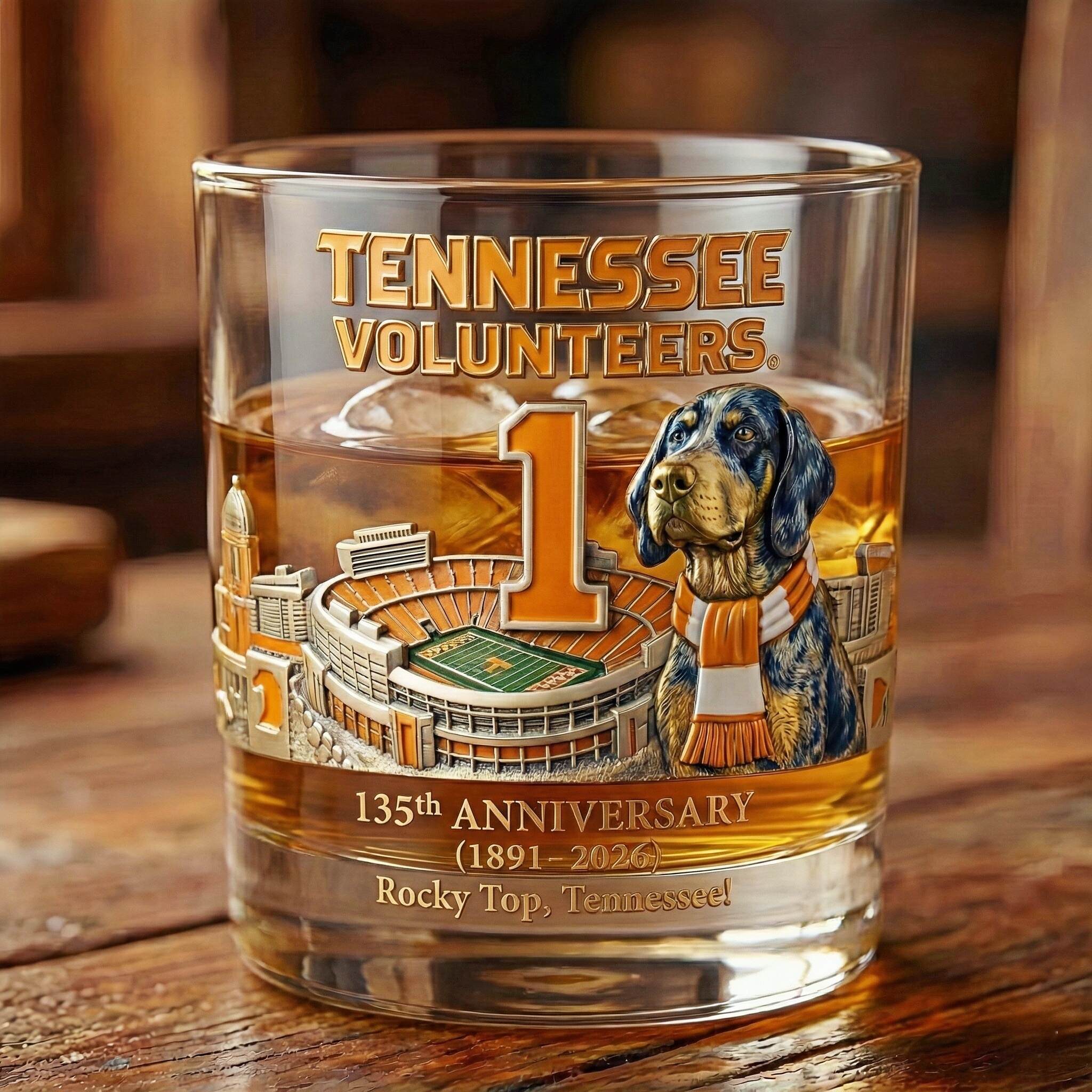 Tennessee Volunteers 135th Anniversary Commemorative Whiskey Glass