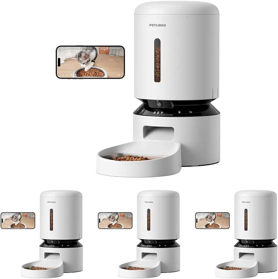 PETLIBRO Automatic Cat Feeder with Camera, 1080P HD Video with Night Vision, 5G WiFi Pet Feeder with 2-Way Audio, Low Food & Blockage Sensor, Motion & Sound Alerts for Cat & Dog Single Tray
