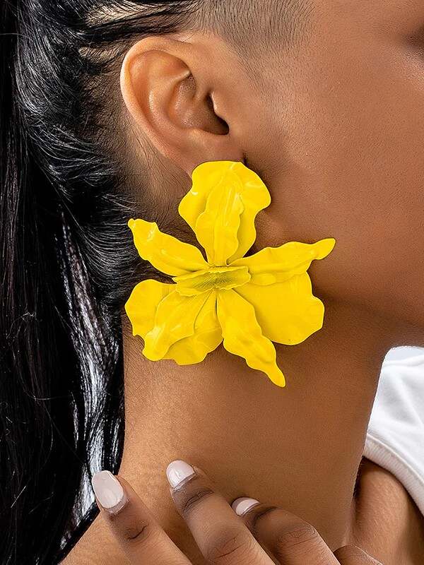 Flower Shape Solid Color Earrings Accessories