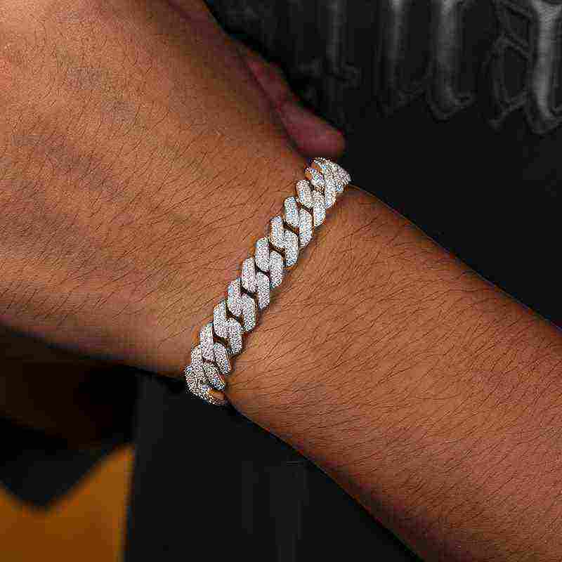 Test10mm S925 2 Rows Moissanite Cuban Link Bracelet