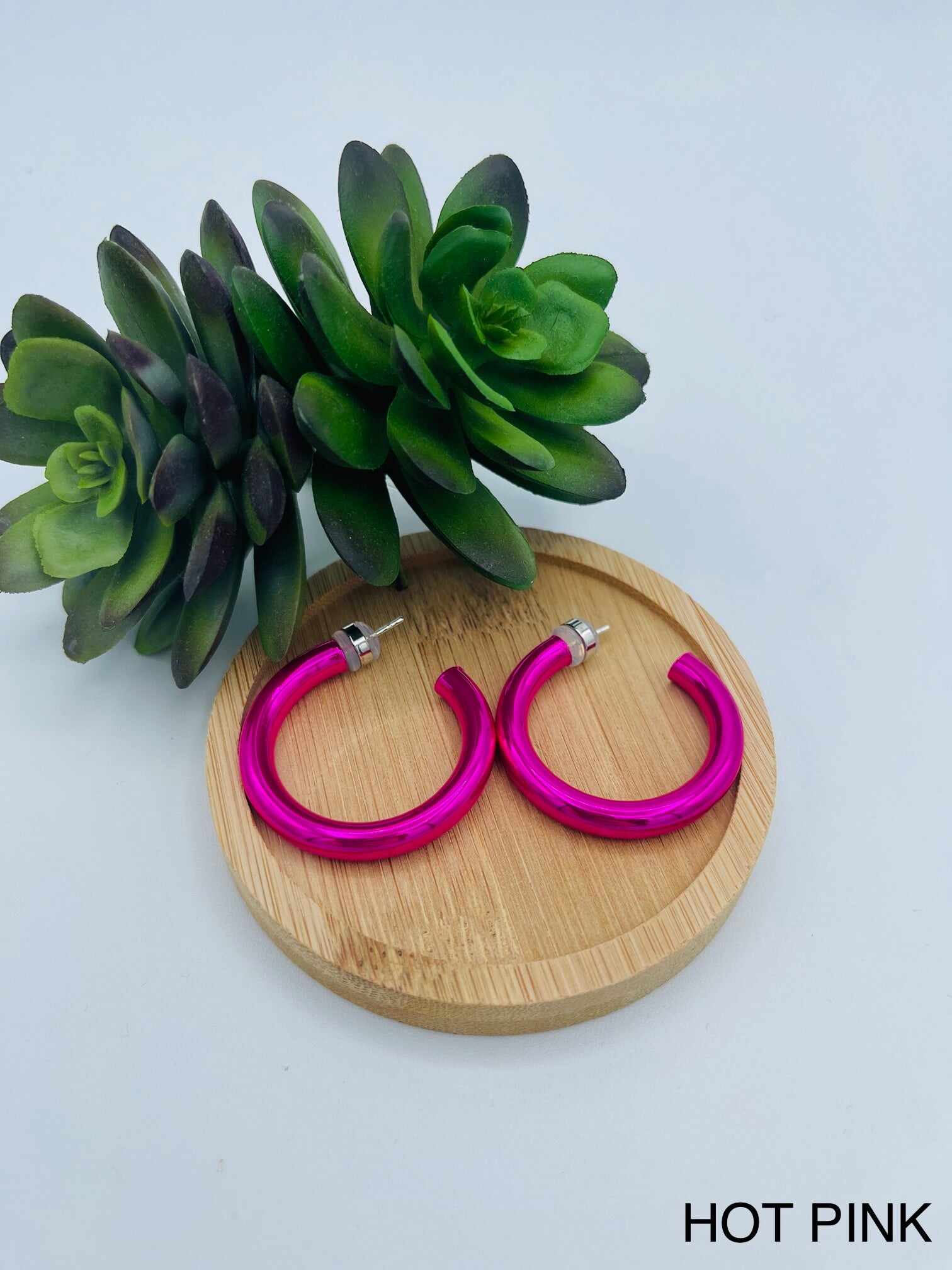 DOORBUSTER Perfectly Paige Hoop Earrings in Hot Pink