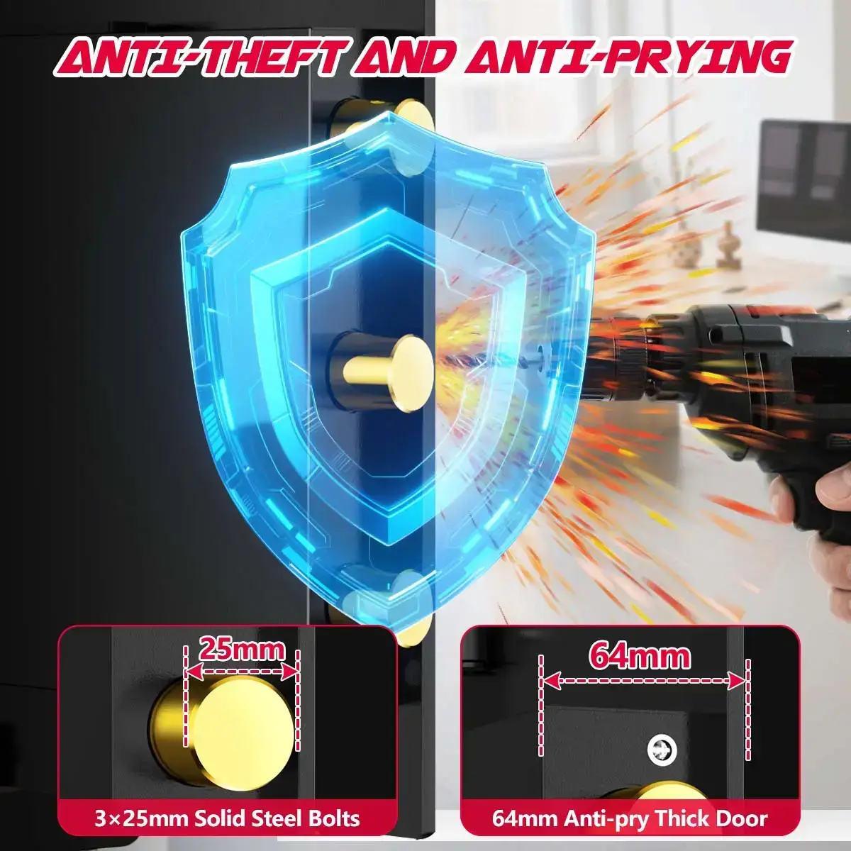 Large Safe Box, Digital Keypad Home Security Safe With Smart Alarm System & Interior Safe Lock Box, for Valuables Spy Gadgets Inner Safe Box with Fireproof Waterproof Bag, New Home Renovation Essentials,Adjustable Shelf