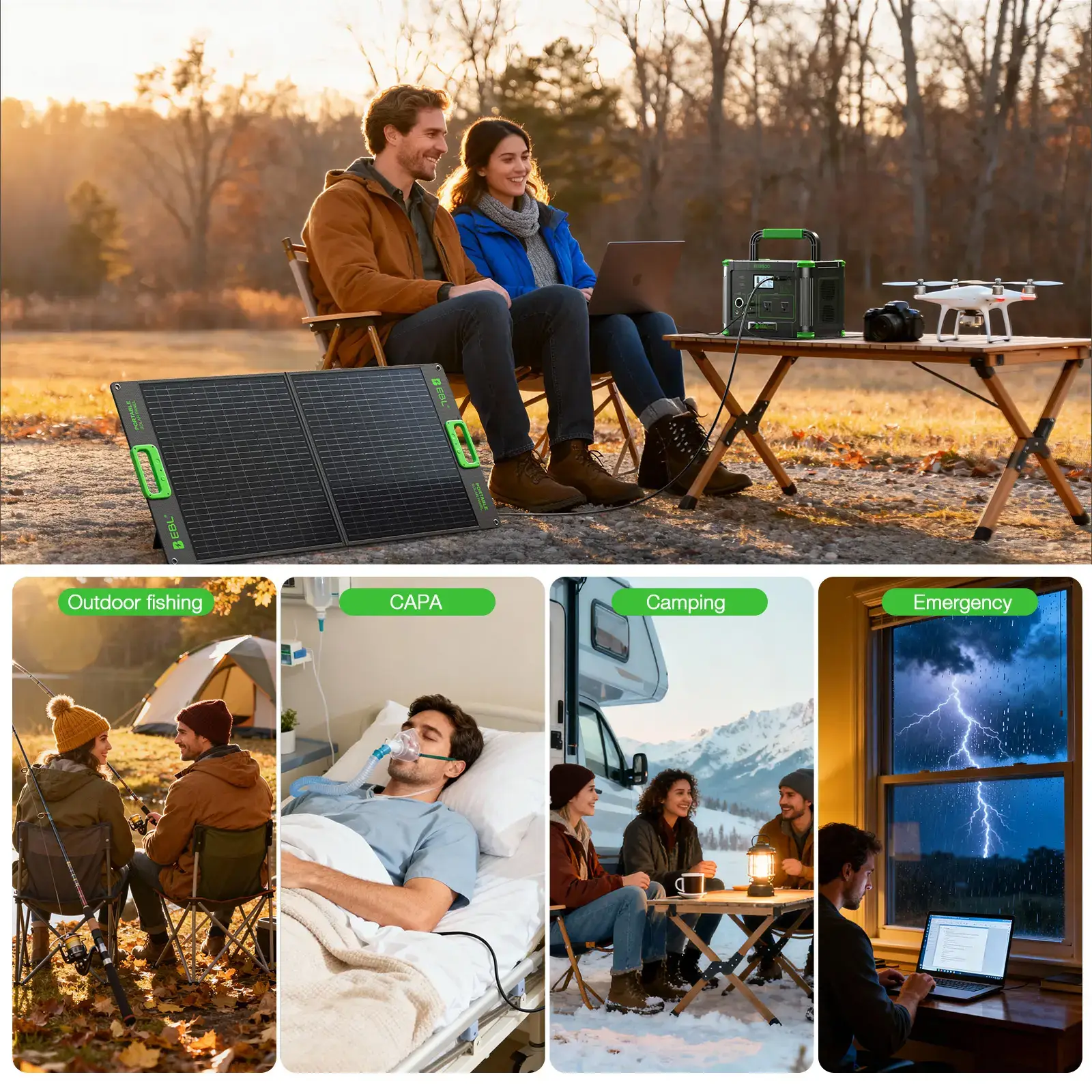 Outdoor Power Station: EBL 500W Solar Generator w/ 519Wh Battery & 10 Ports | Powers Your Camping, Road Trips & Emergencies