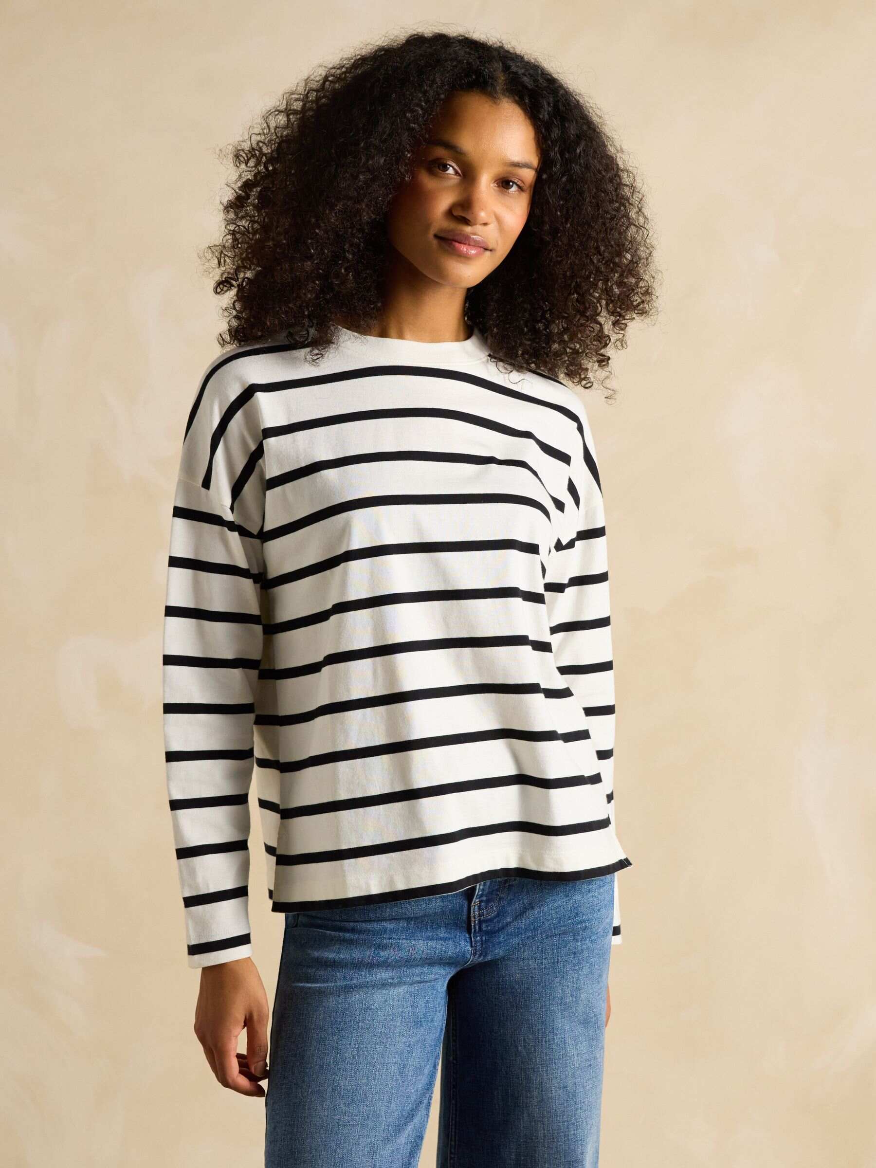 Ellie Black/Cream Long Sleeve Jersey Top