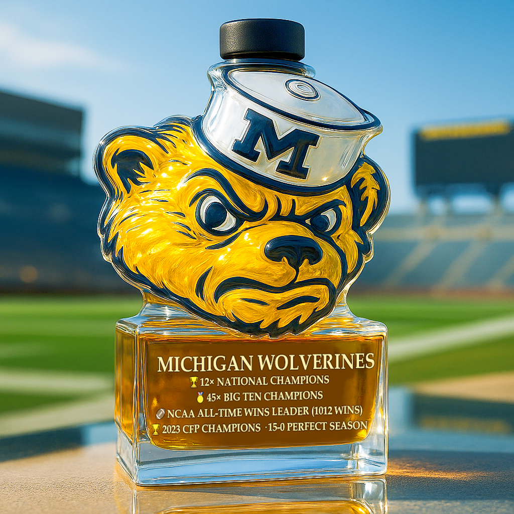Michigan Wolverines University of Michigan Whiskey Bottle