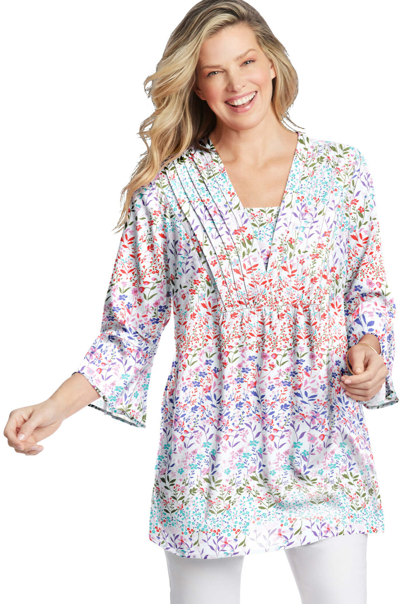 Bell-Sleeve V-Neck Tunic