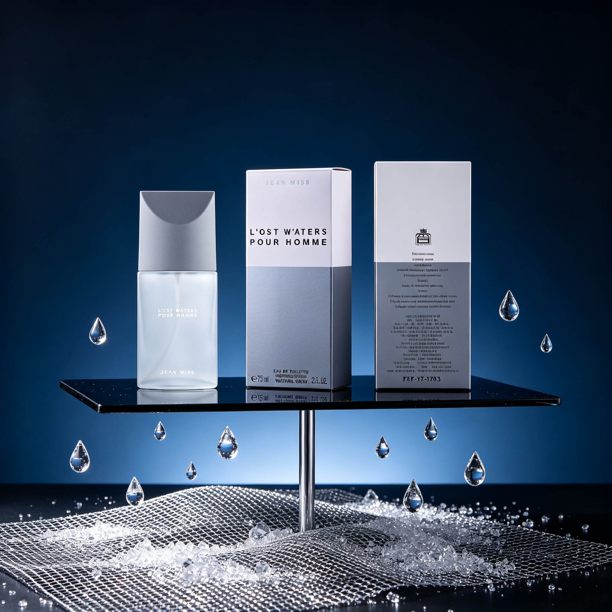 L'OST WATERS Pour Homme Men Eau de Toilette 75ml, Minimalist Two-Tone Gray Frosted Bottle