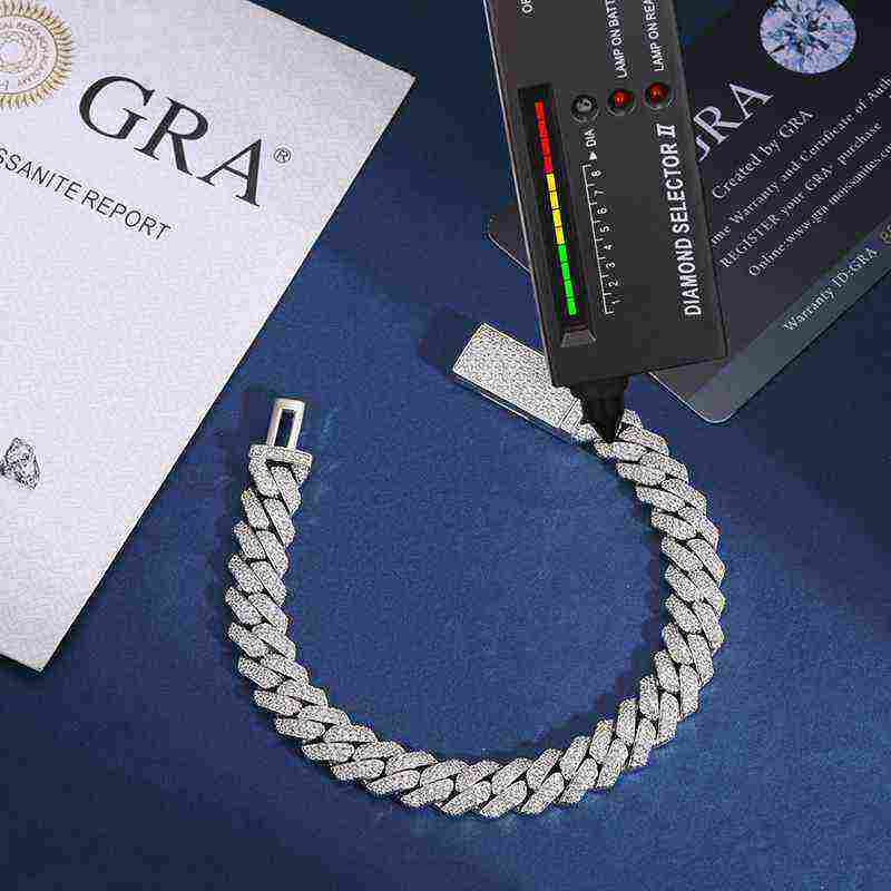 Test10mm S925 2 Rows Moissanite Cuban Link Bracelet