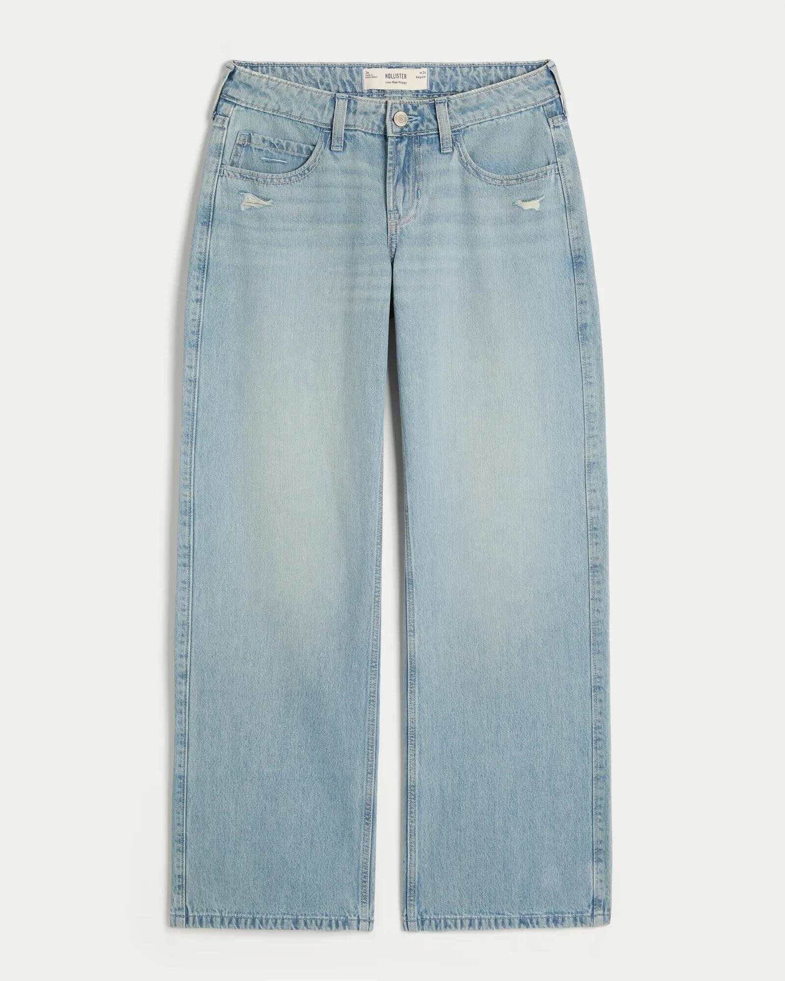 Low-Rise Dark Wash Baggy Jeans
