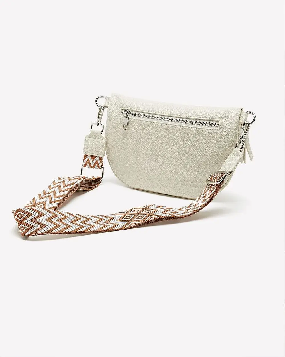 Pebble Faux-Leather Cross Body Bag with Guitar Strap