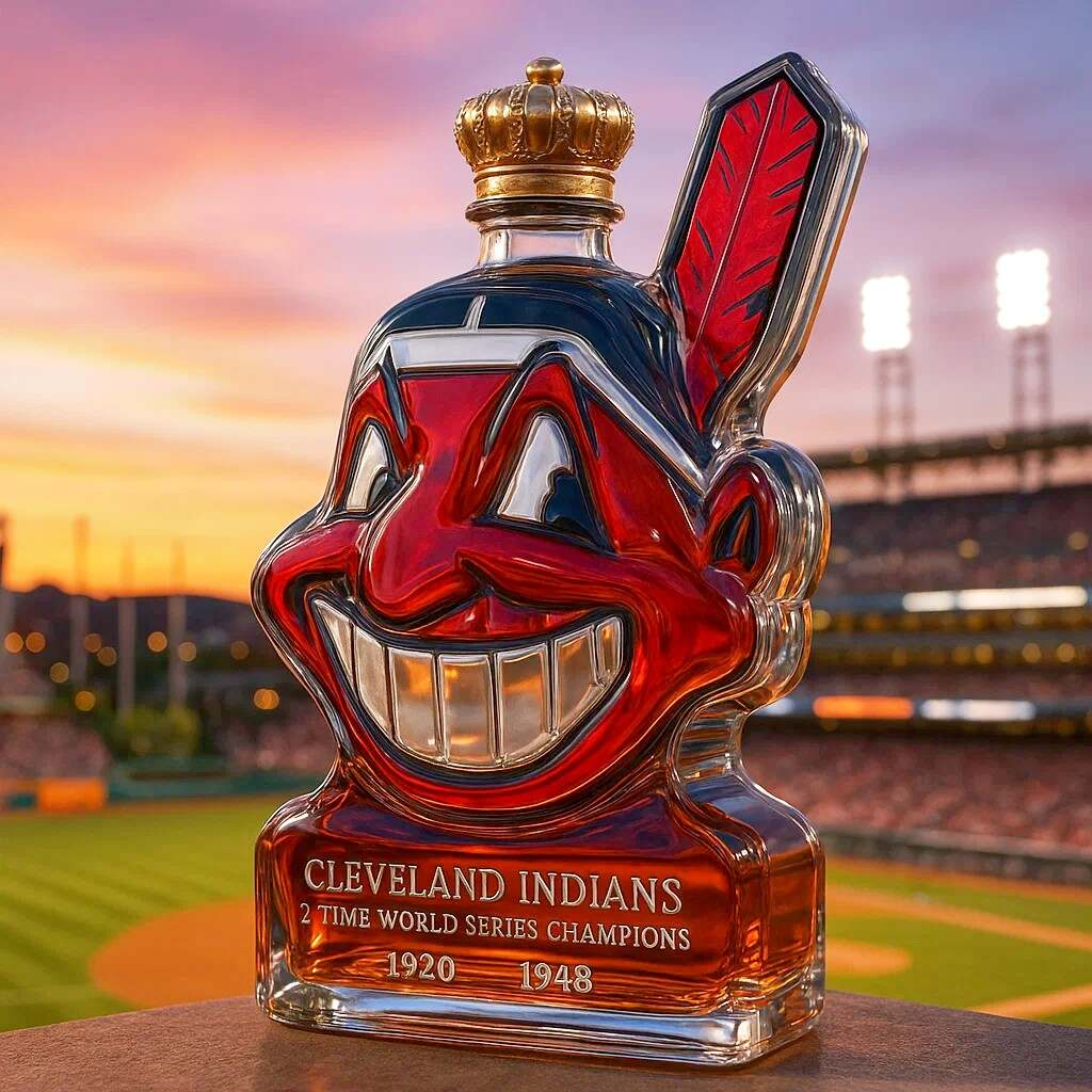 Cleveland Indians Team honor Whiskey Bottle