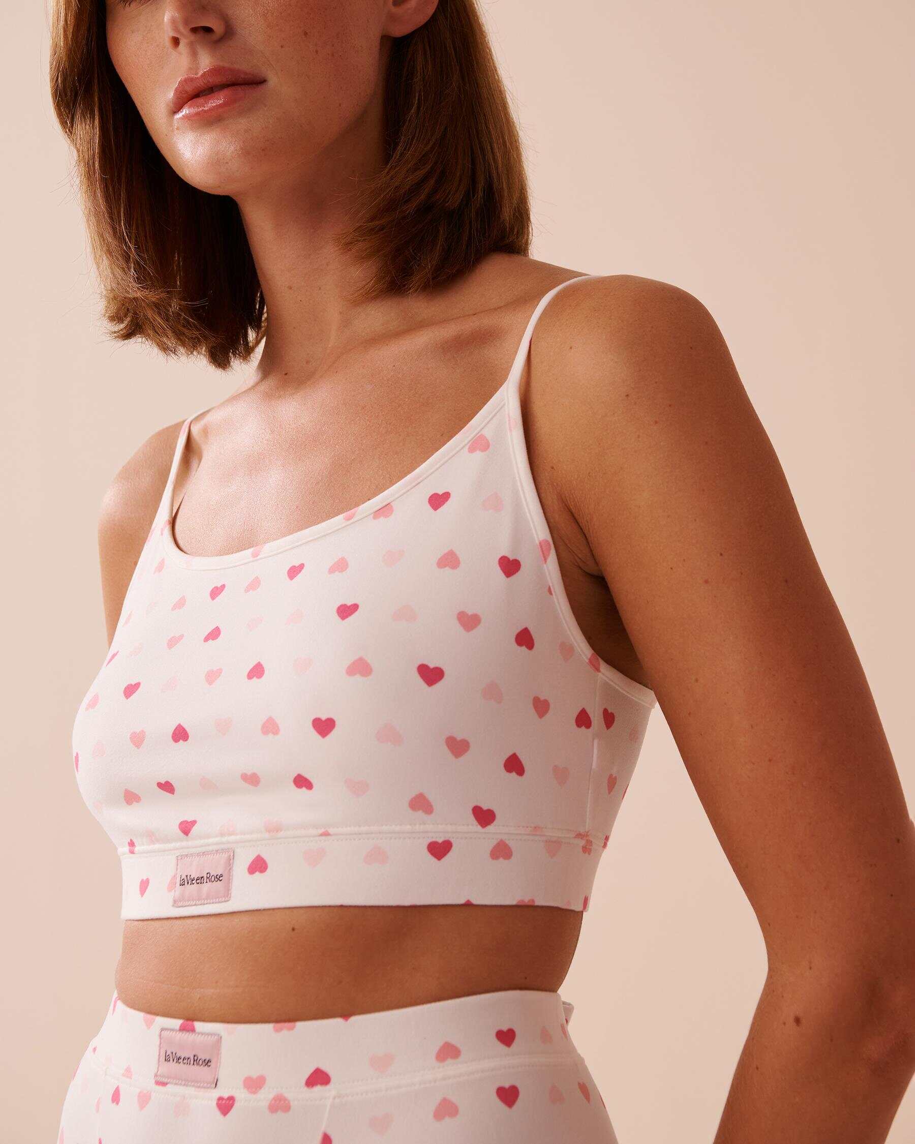 Heart Print Super Soft Crop Cami
