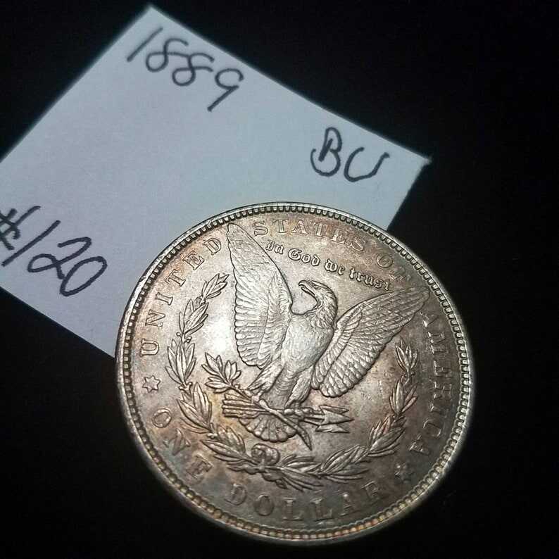 1889 BU Gem Morgan Silver Dollar! Rainbow toning! Lot#126. Regular 129