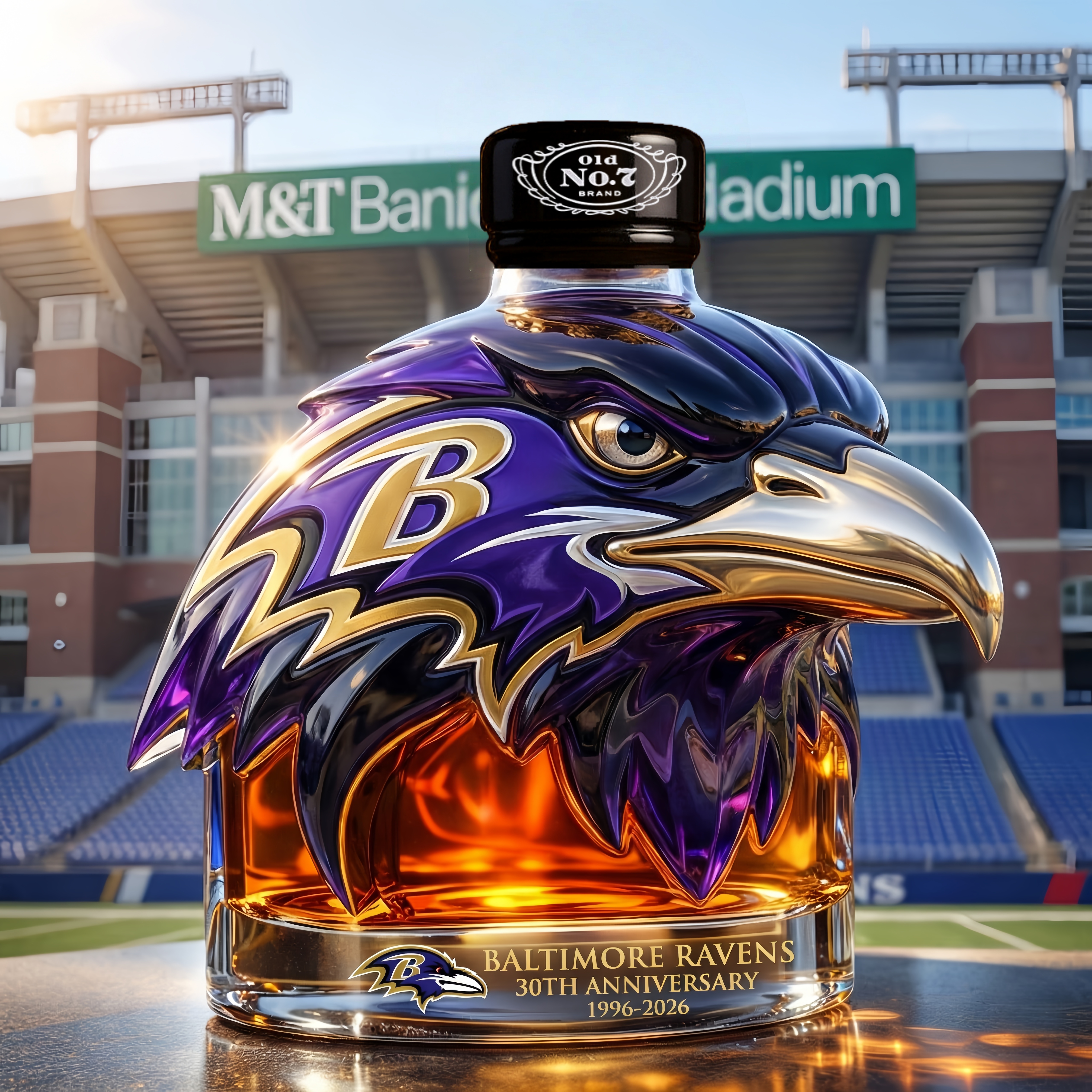 Baltimore Ravens 30th Anniversary Commemorative Whiskey Bottle