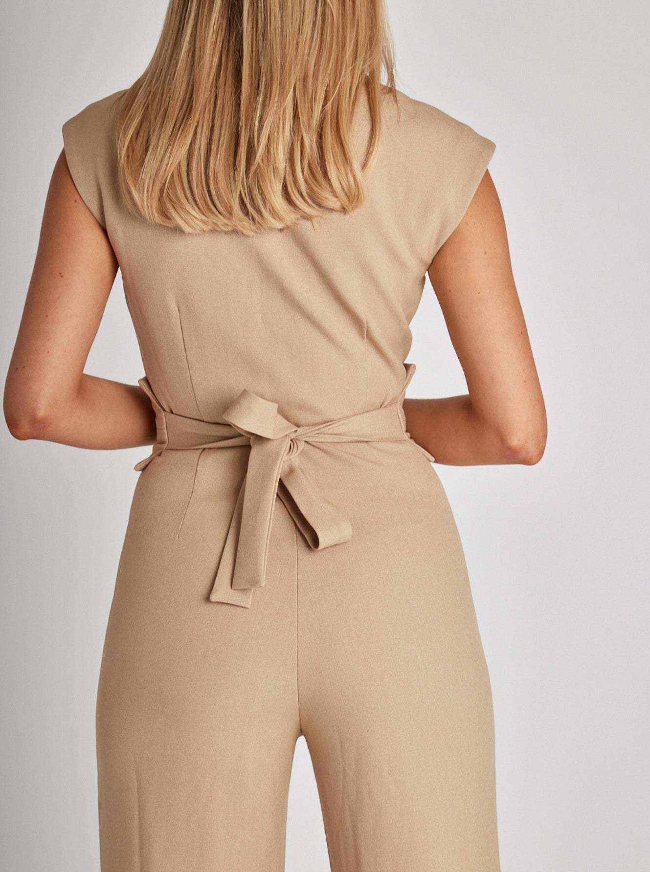 Elegant deep V-neck one-piece professional suit