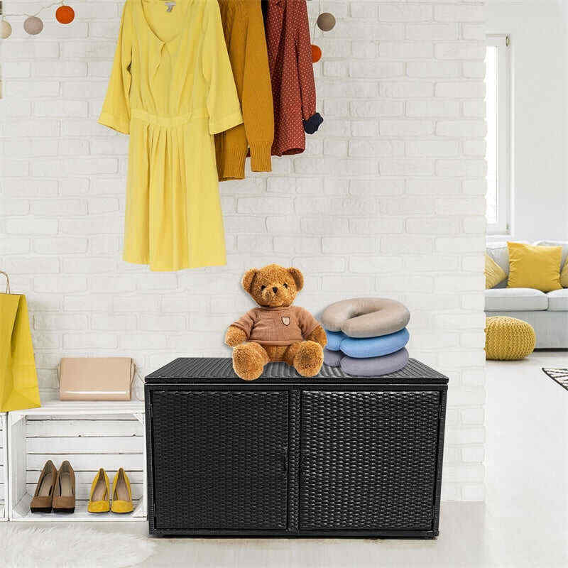 88 Gallon Rattan Deck Storage Box Patio Container