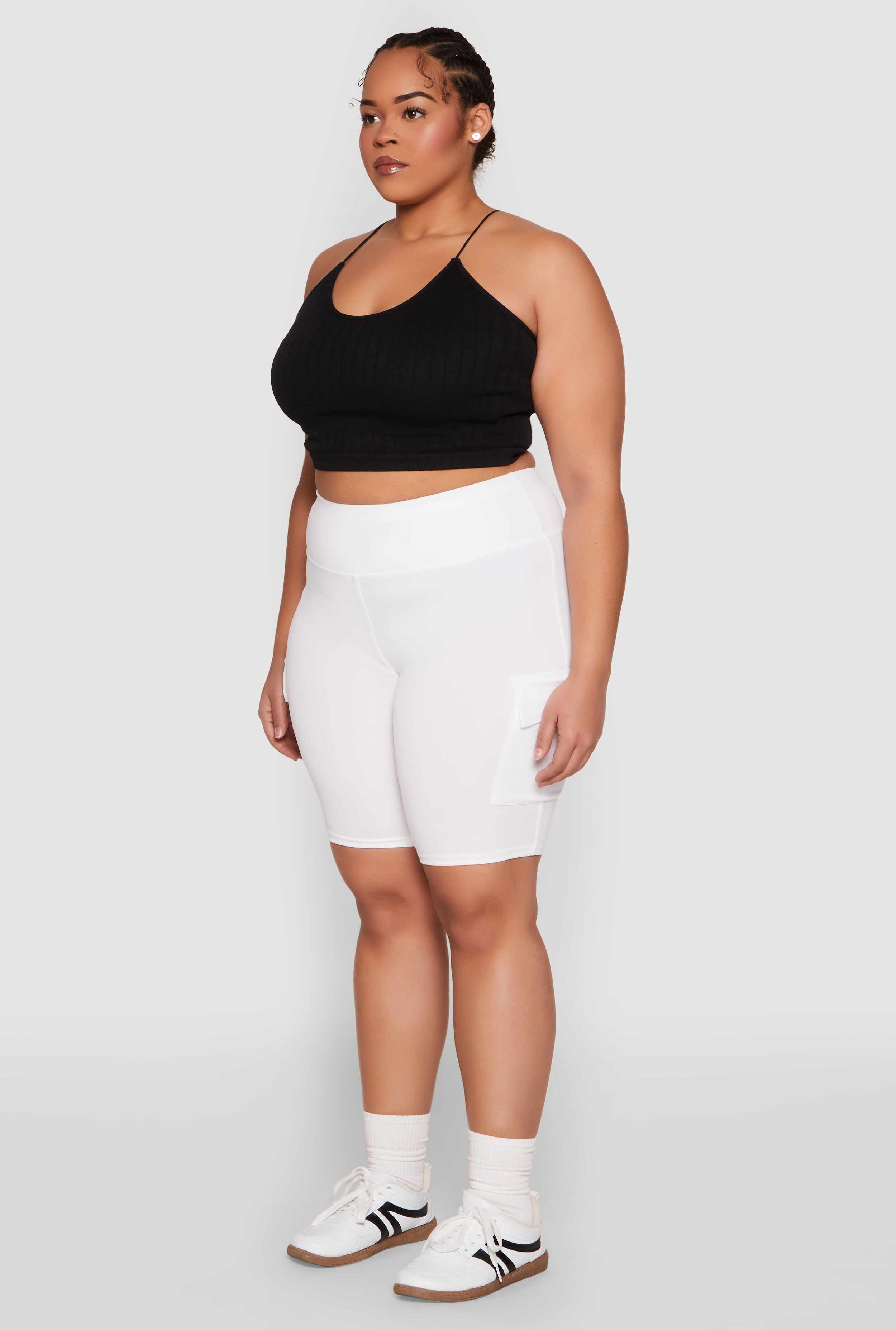 Plus Size Spandex Cargo Biker Shorts