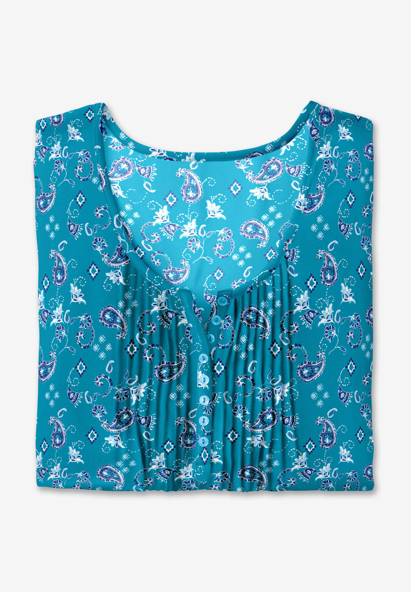 7-Day Three-Quarter Sleeve Pintucked Henley Tunic