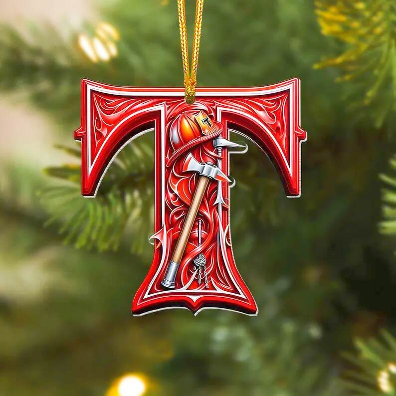 Personalized Alphabet Letter Firefighter Ornament