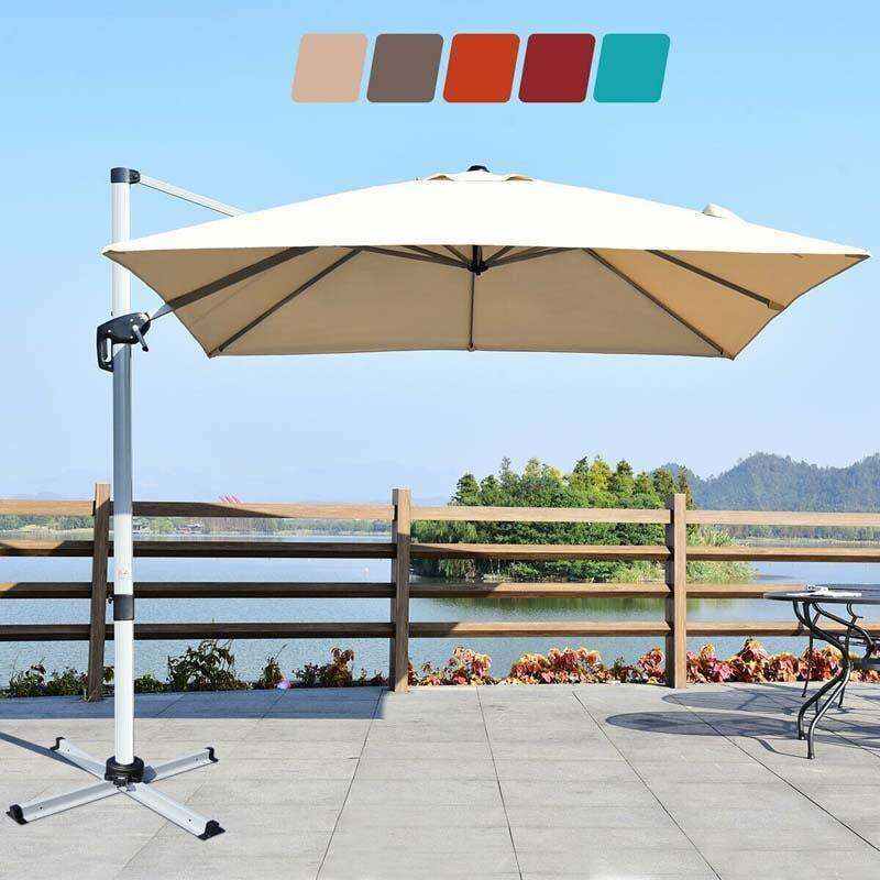 10 Ft Square Offset Patio Cantilever Umbrella with 360 Degree Tilt