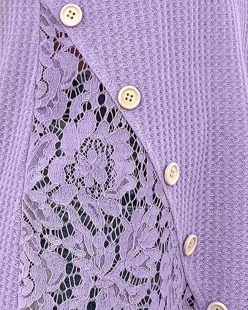 Lace Panel Knitted T-Shirt