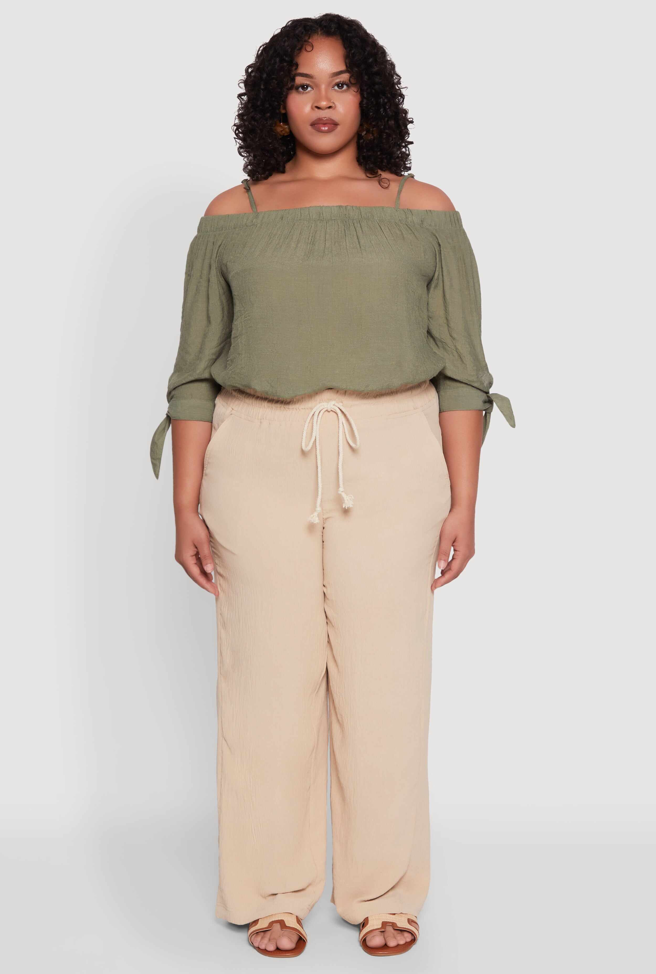 Plus Size Airy High Waisted Palazzo Pants