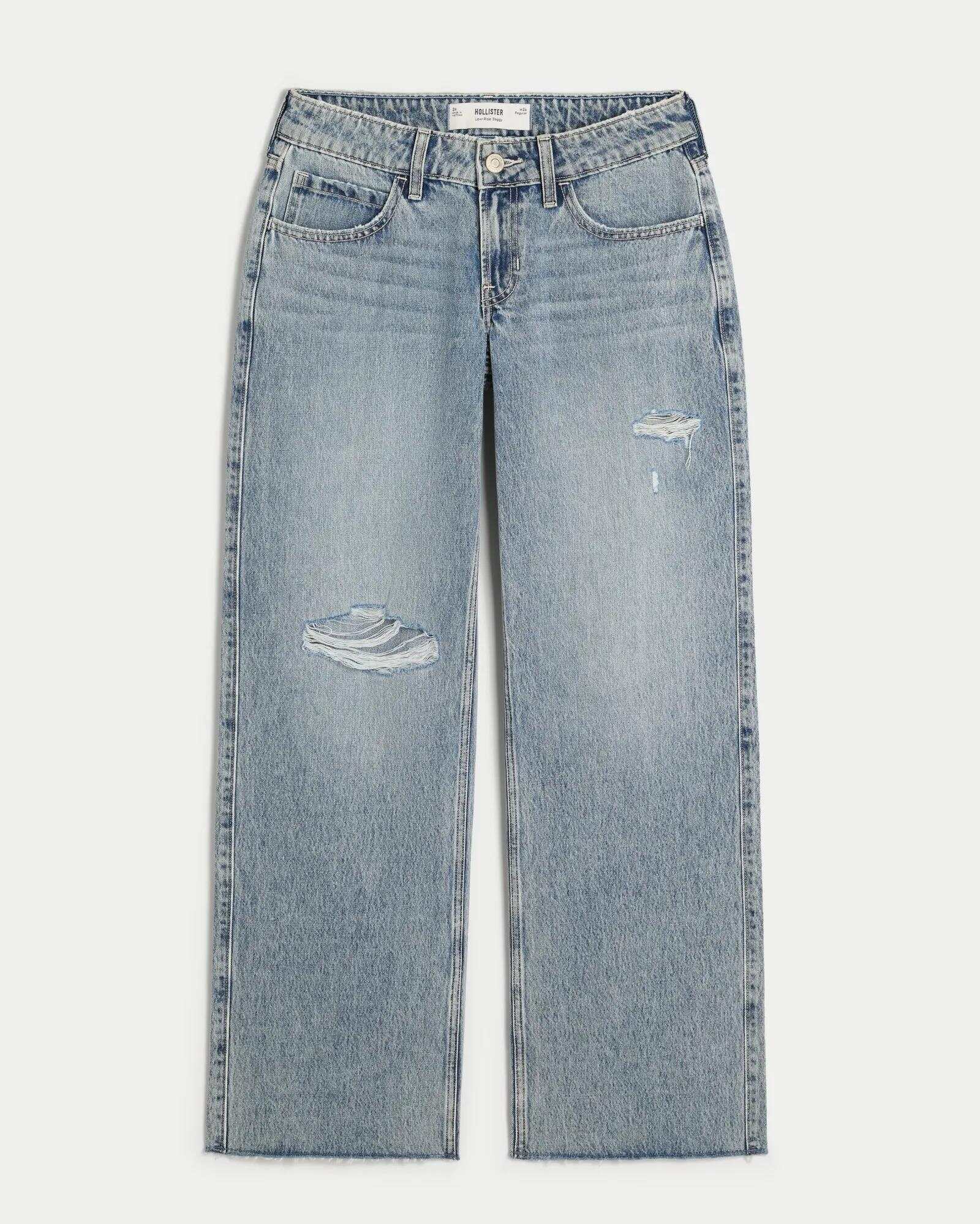 Low-Rise Dark Wash Baggy Jeans