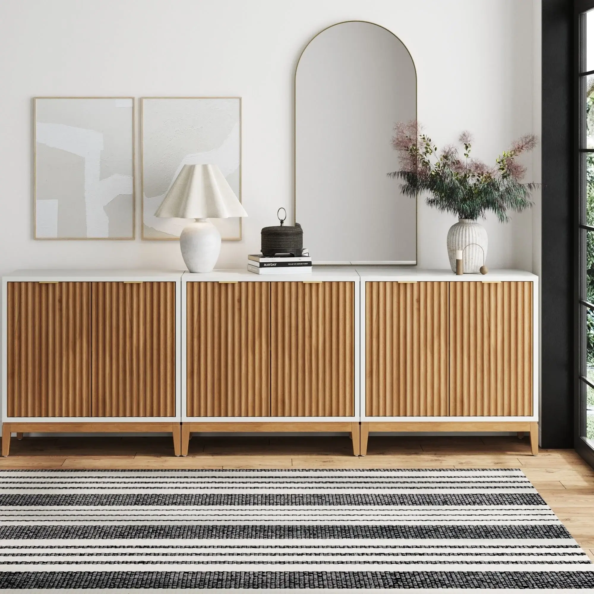 Jasper Modern Sideboard, Kitchen Storage Cabinet with Fluted Doors