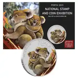 2023 PERTH NATIONAL STAMP AND COIN EXHIBITION 1oz SILVER COLORED KOALA Coin RARE