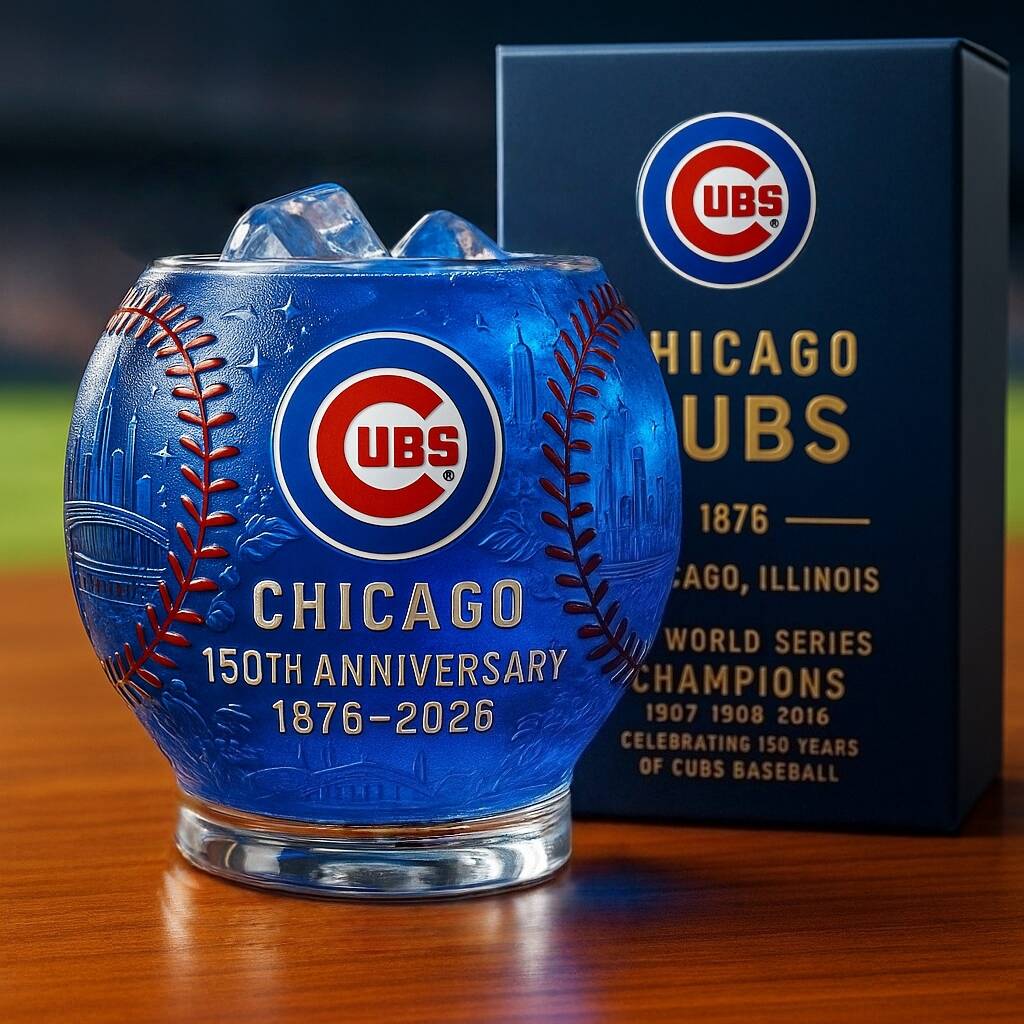 Chicago Cubs 150th Anniversary Whiskey Glass