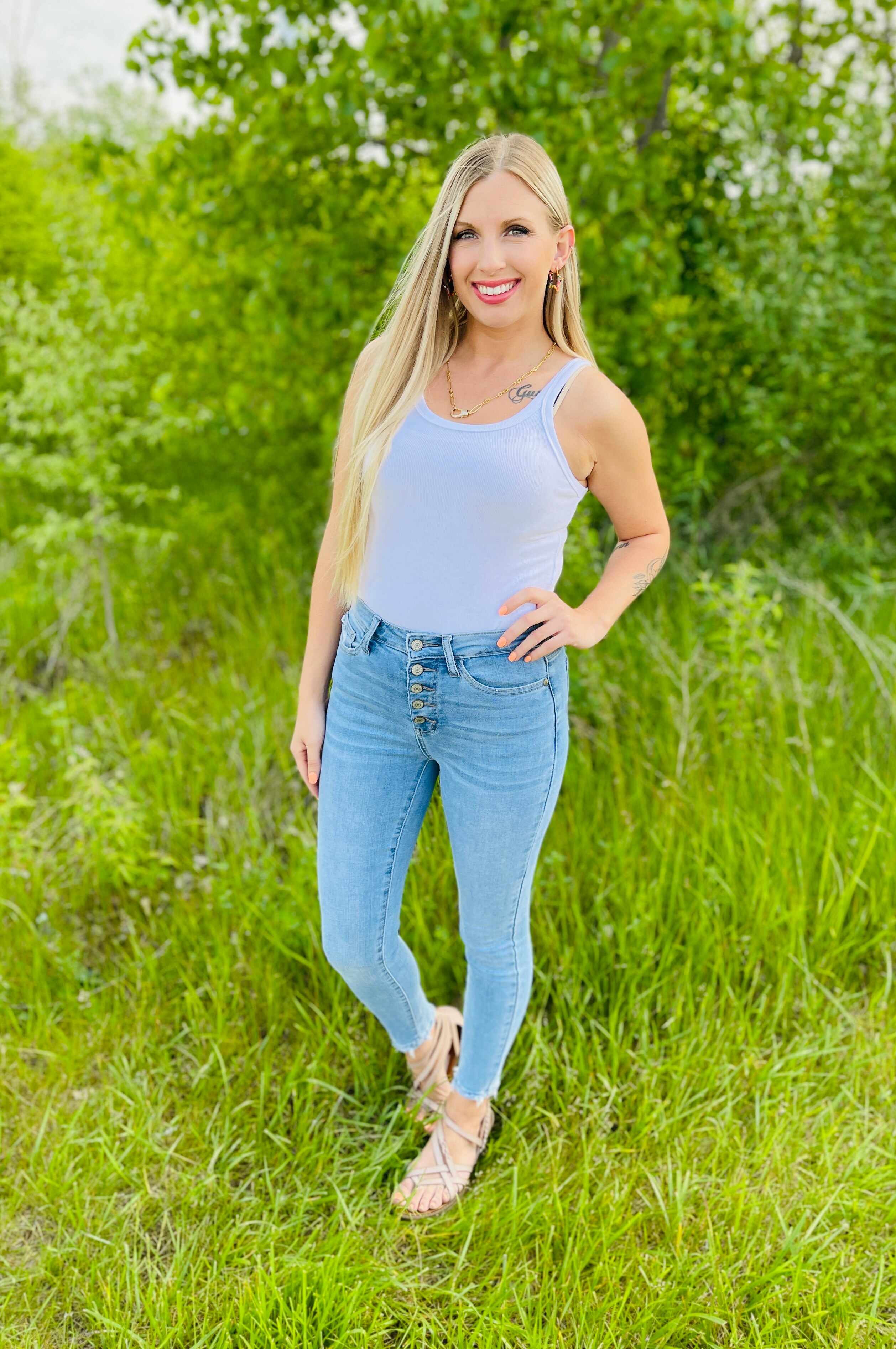 PLUS/REG Feel So Fly Button Fly Skinny Jeans
