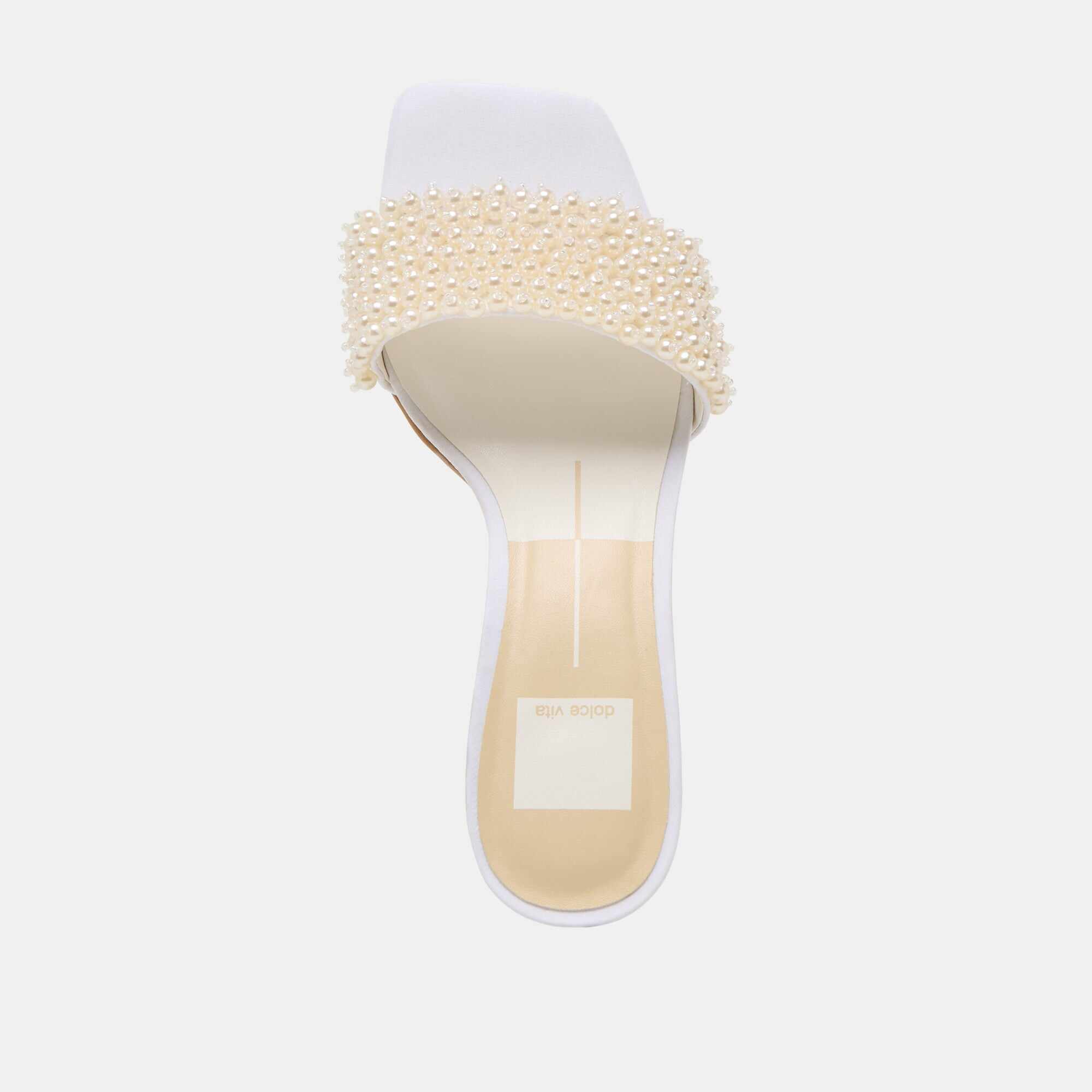 REXA PEARL HEELS OFF WHITE SATIN