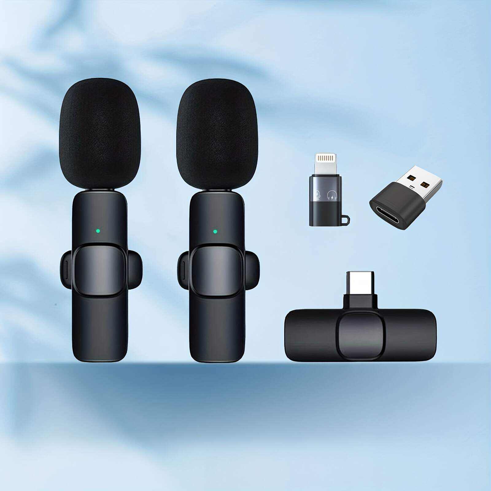 2-in-1 & 1-in-1 Professional Wireless Lavalier Microphone Plug & Play For Iphone Ipad Android USB-C Phone Laptop For USB PC Audio Video Recording Microphone For  Interviews / Vlog Live Podcast / Suitable For Holiday Gifts For Men/women/friends