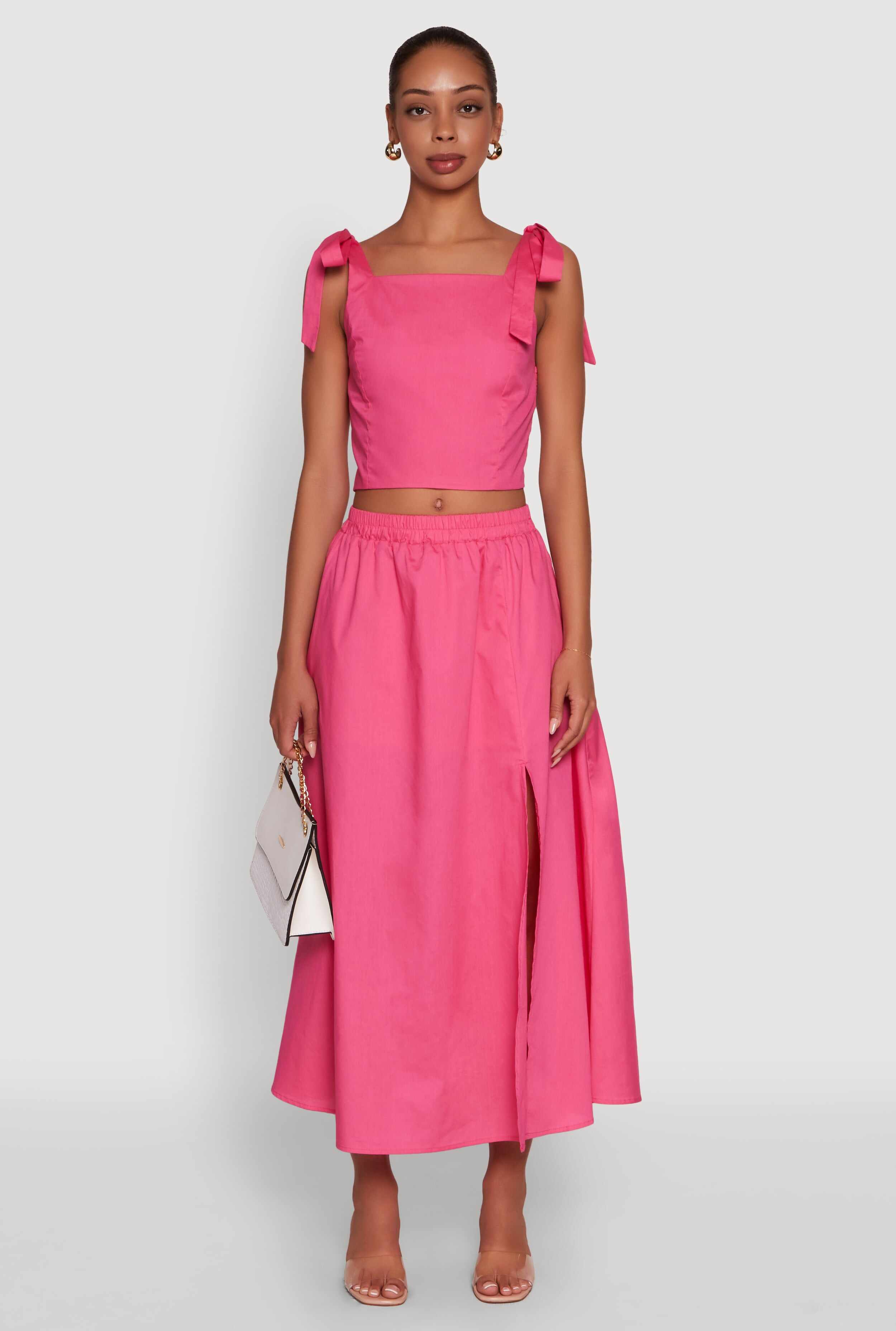 Chic Bow Detail Smocked Crop Top