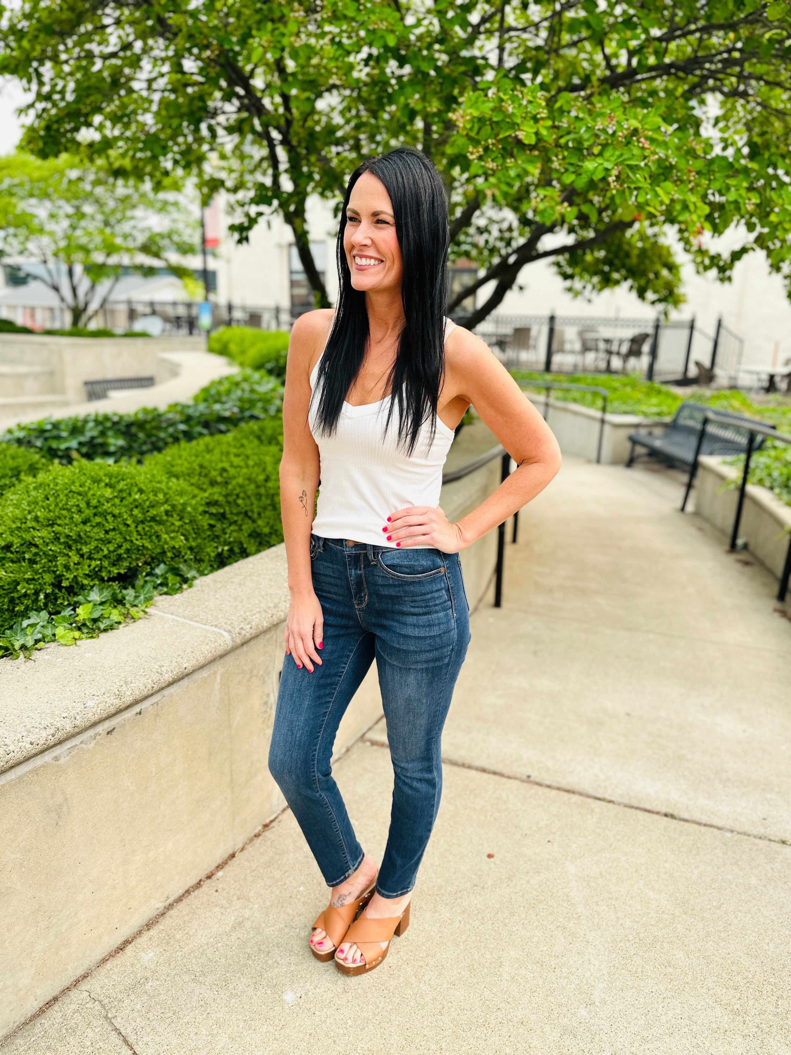 Reg/Curvy Blessed and NonDistressed Relaxed Fit Jeans