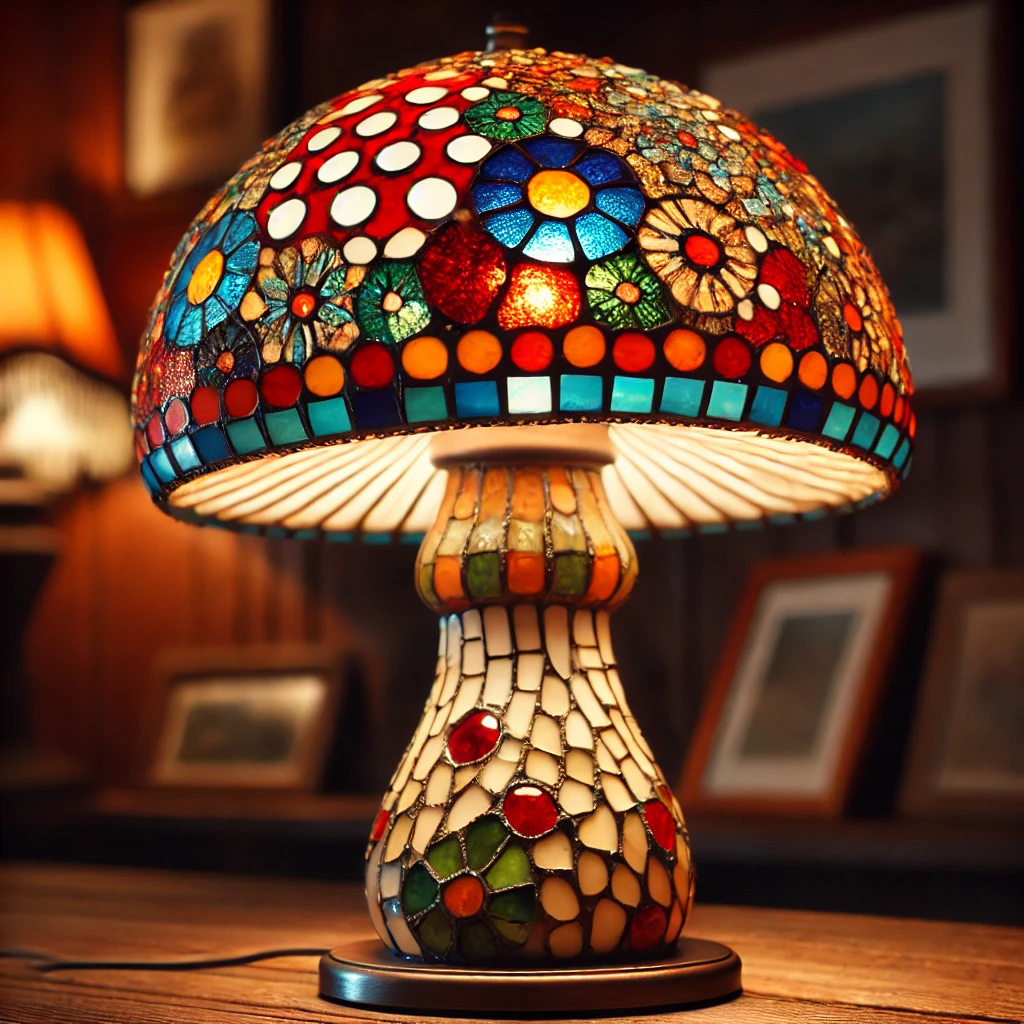 Mosaic Mushroom Stained Glass Lamp