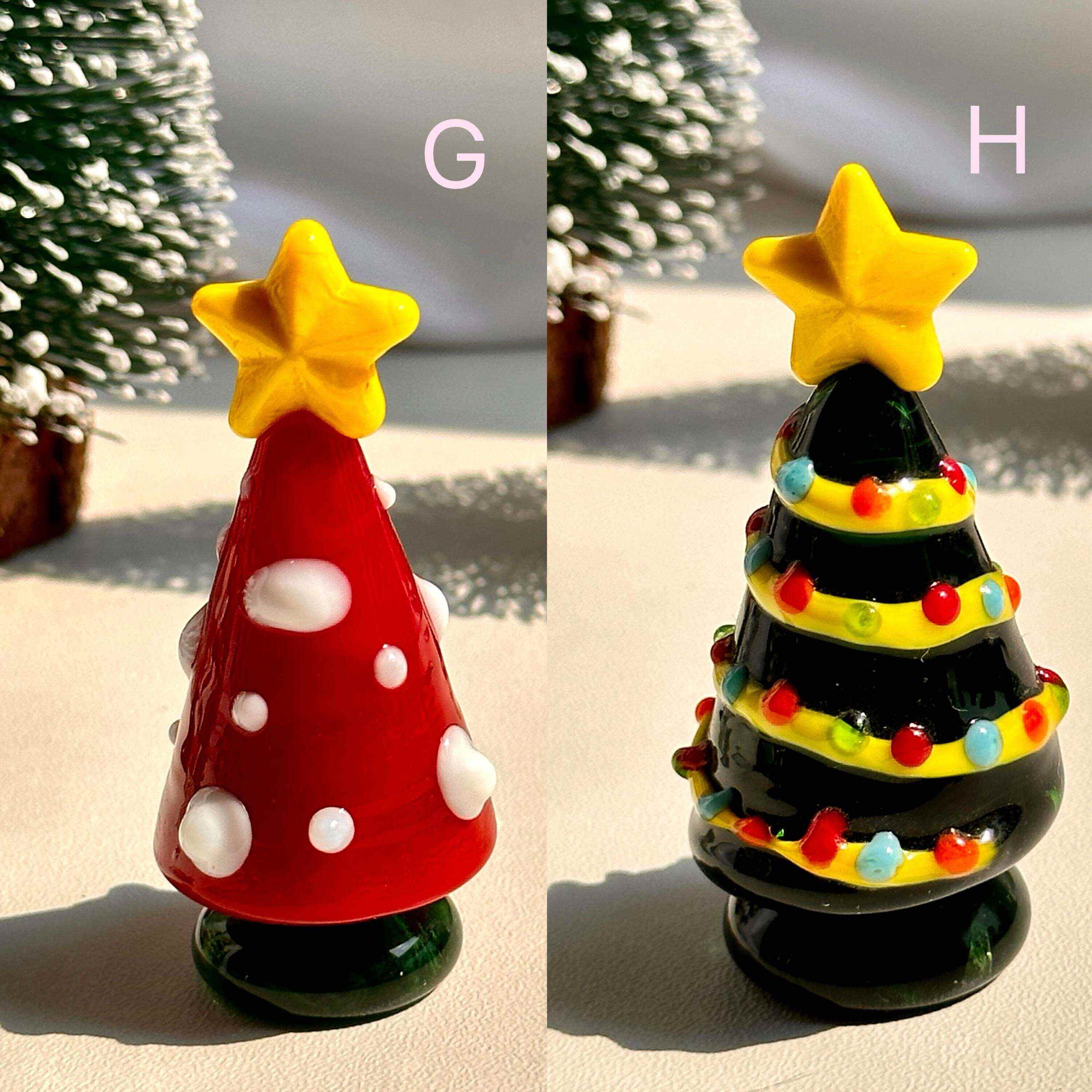 Handmade Lampwork Glass Miniature Christmas Trees