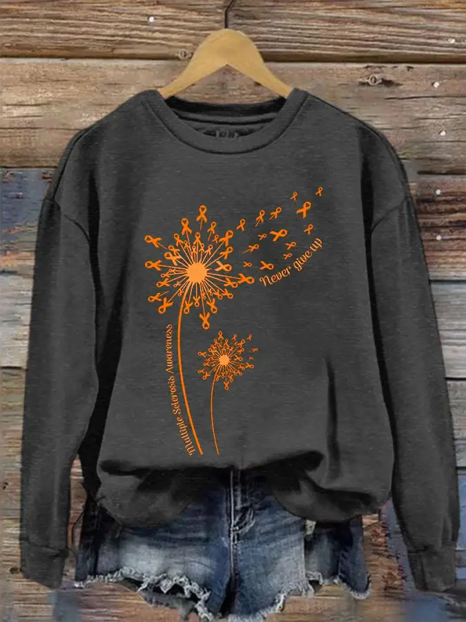 Women's Dandelion Multiple Sclerosis Awareness Never Give Up Sweatshirt
