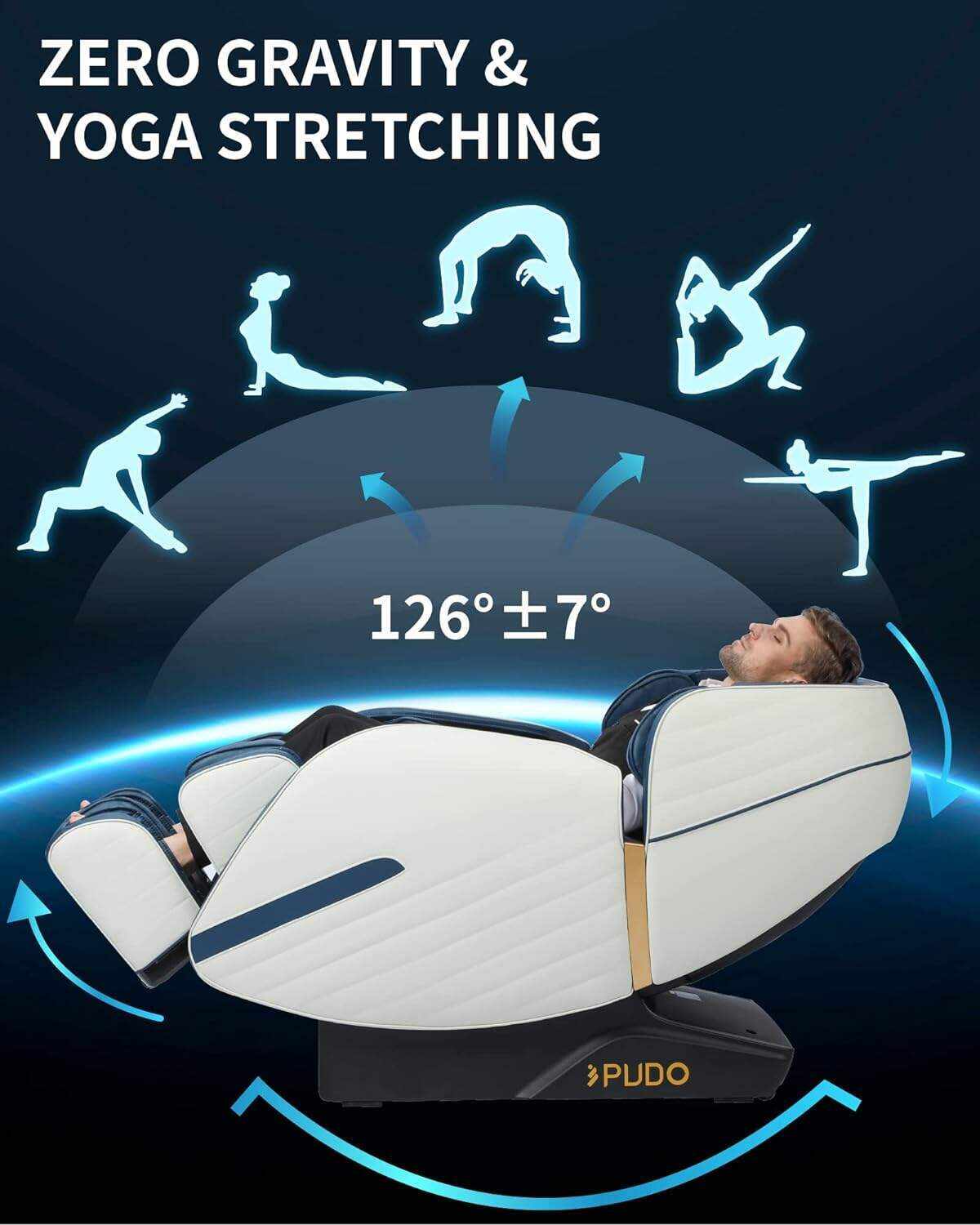 PUDO 2023 4D Massage Chair Full Body | Zero Gravity Shiatsu Massage Chairs Recliner with AI Voice with Heated SL Track Bluetooth Speaker Airbag Yoga Stretch, Foot Roller Auto Legrest (Beige)