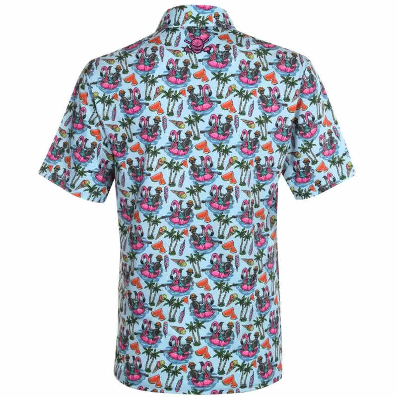 Summertime Cool-Stretch Men's Golf Shirt (Sea Blue)