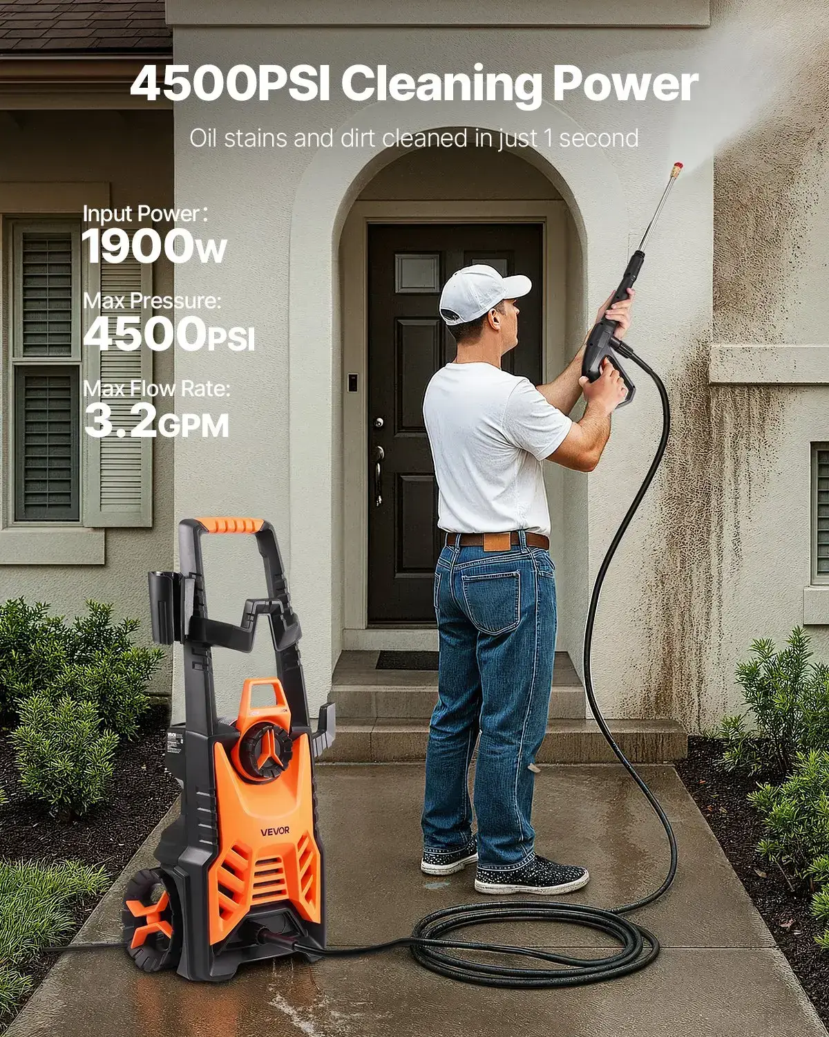 Electric Pressure Washer Max 4500 PSI 3.2 GPM with Nozzles & Foam Cannon